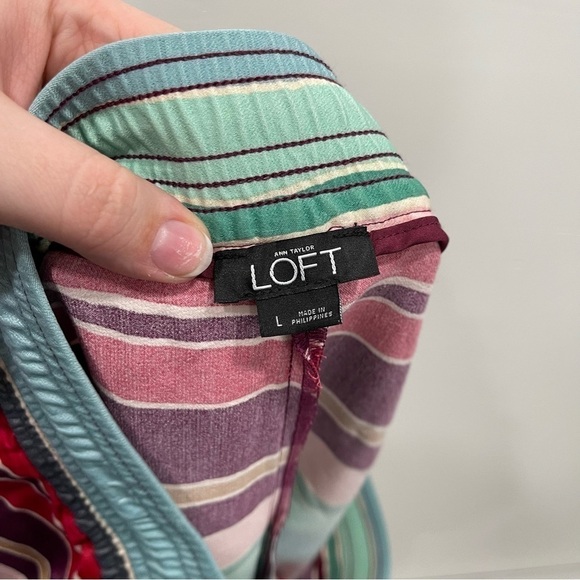 Loft Multicolor Stripe Drawstring Tassel Shorts Size Large - Picture 5 of 7